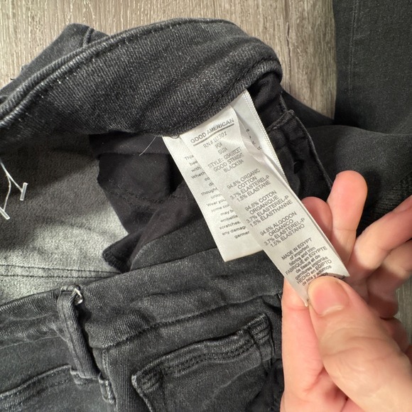 Good American Jeans Womens 12 / 31 Black Denim Organic Cotton Lounge 29x26 Adult - Picture 4 of 11